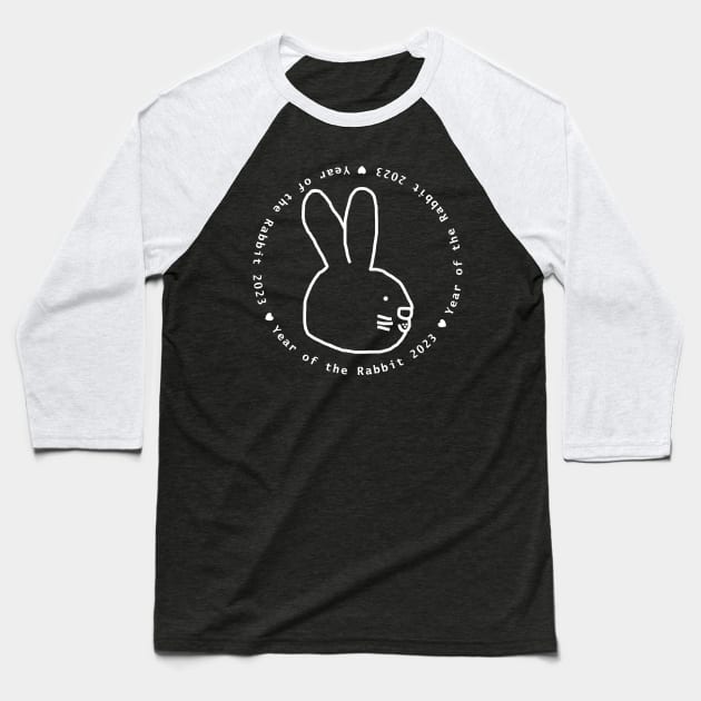 Year of the Rabbit 2023 in White Baseball T-Shirt by ellenhenryart